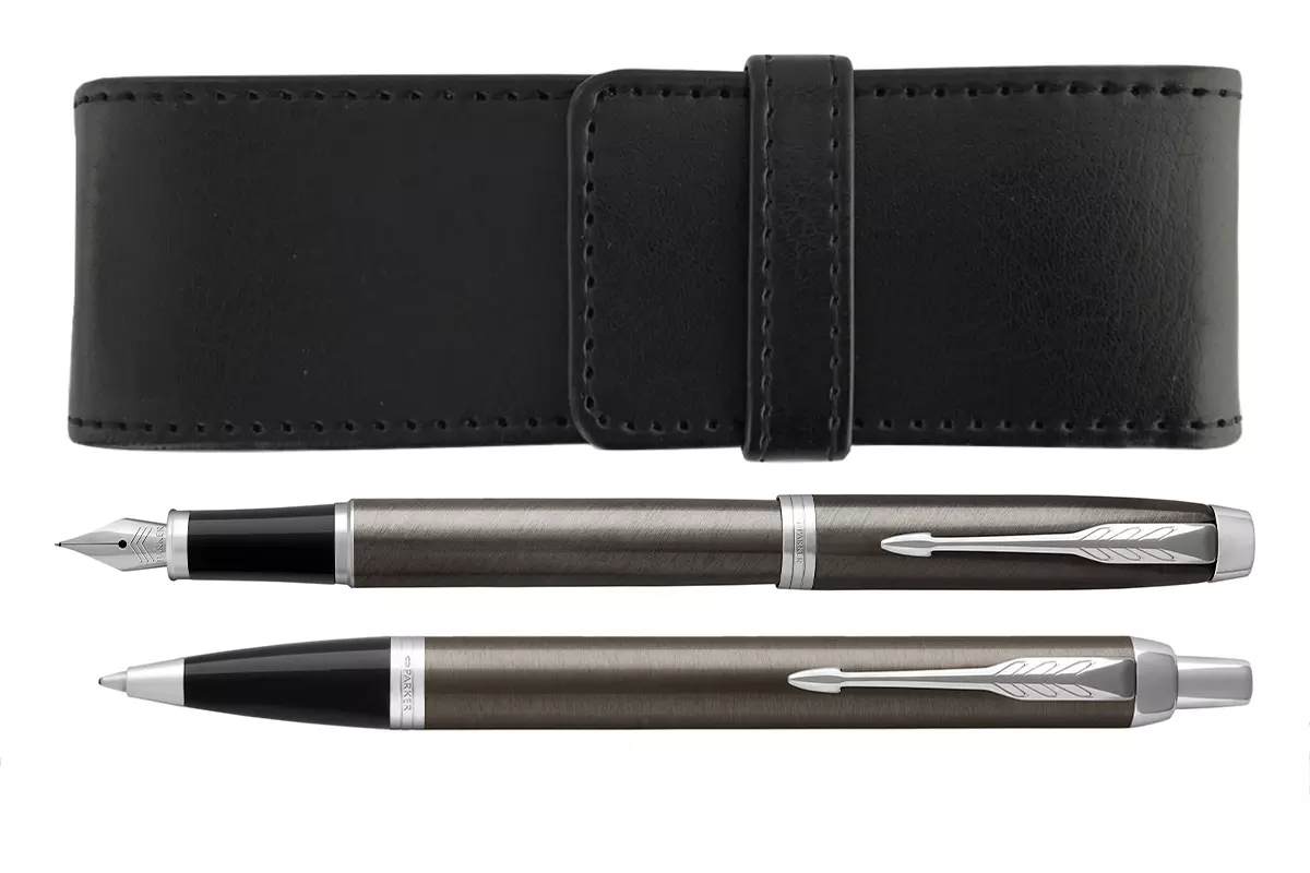 Parker IM Dark Espresso Vulpen + Balpen + Penetui Set